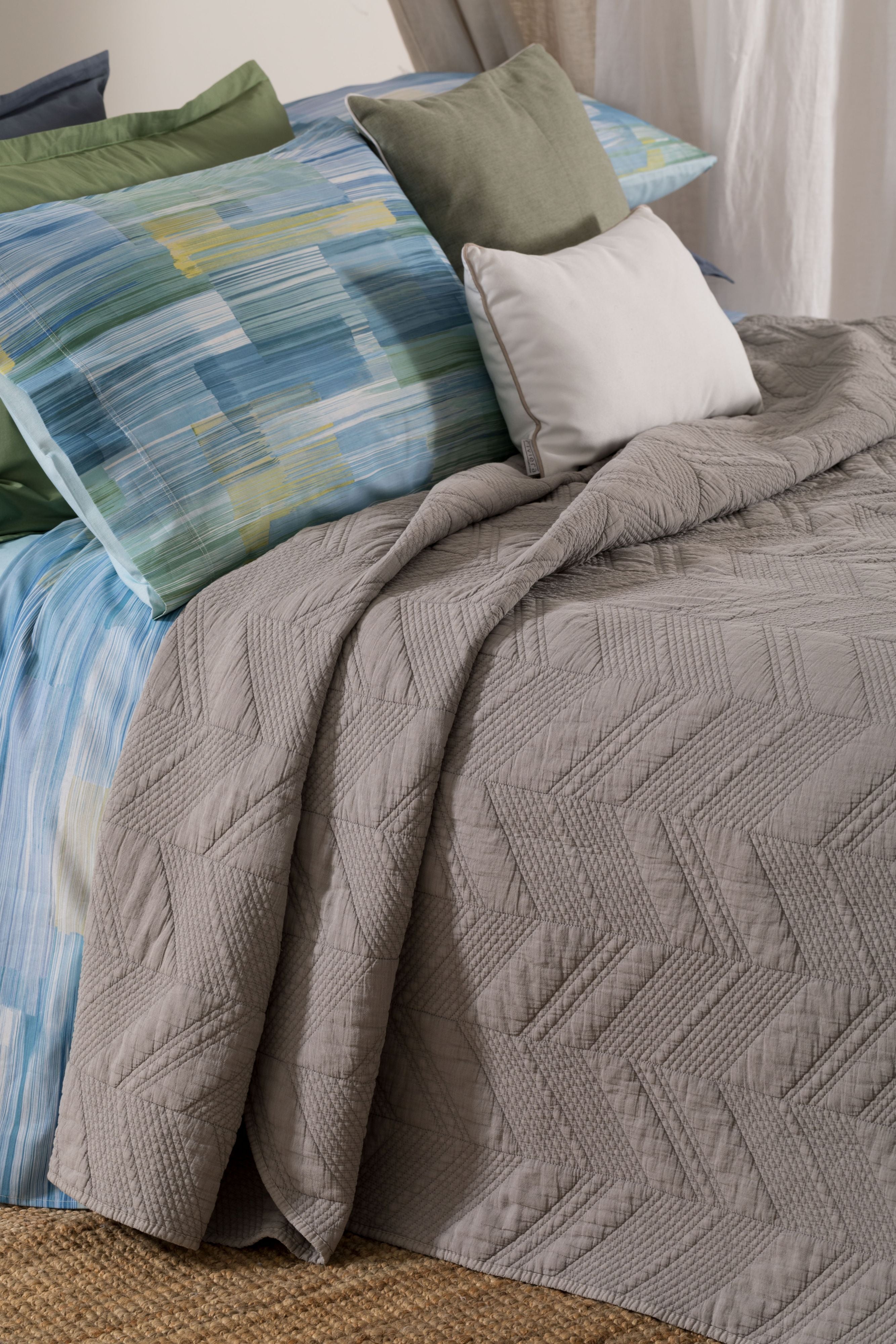 Trapuntino Ricamato Cotone Stone Washed ALCIS Letto Riviera