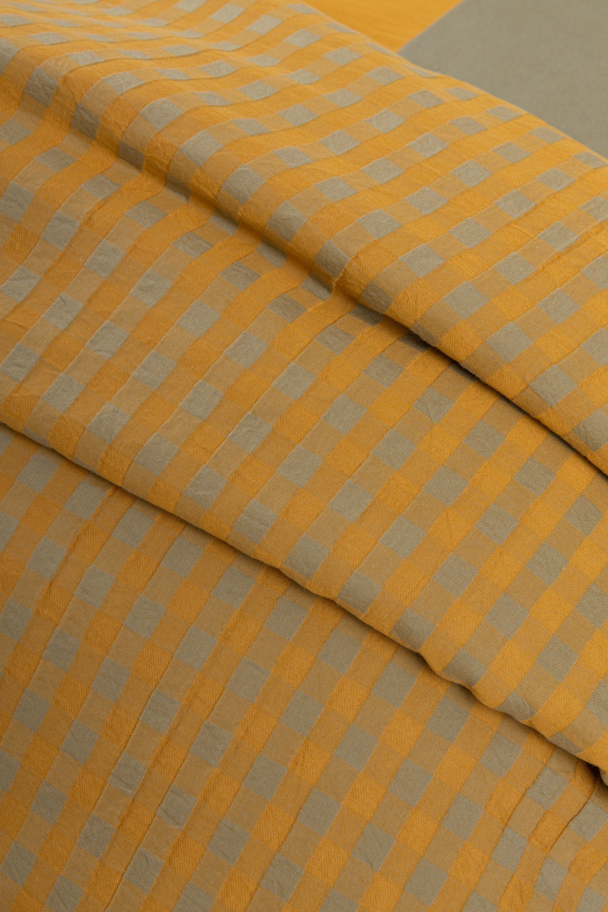 Parure Copripiumino Tinto Filo QUADRETTI Letto Sisu Matrimoniale Amber Gold/Green