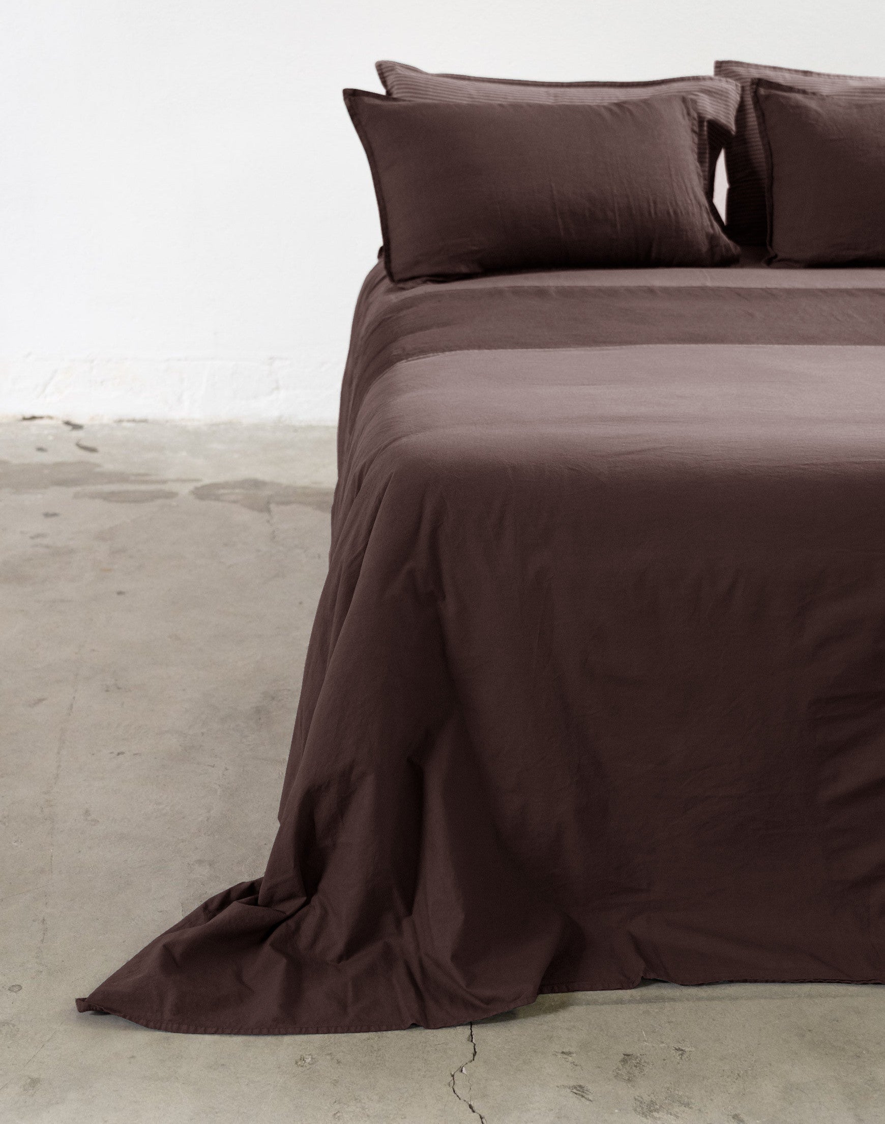 Parure Copripiumino No-Stiro Lino/Cotone NIRANO Letto Moreali Tessile Casa Matrimoniale Cioccolato