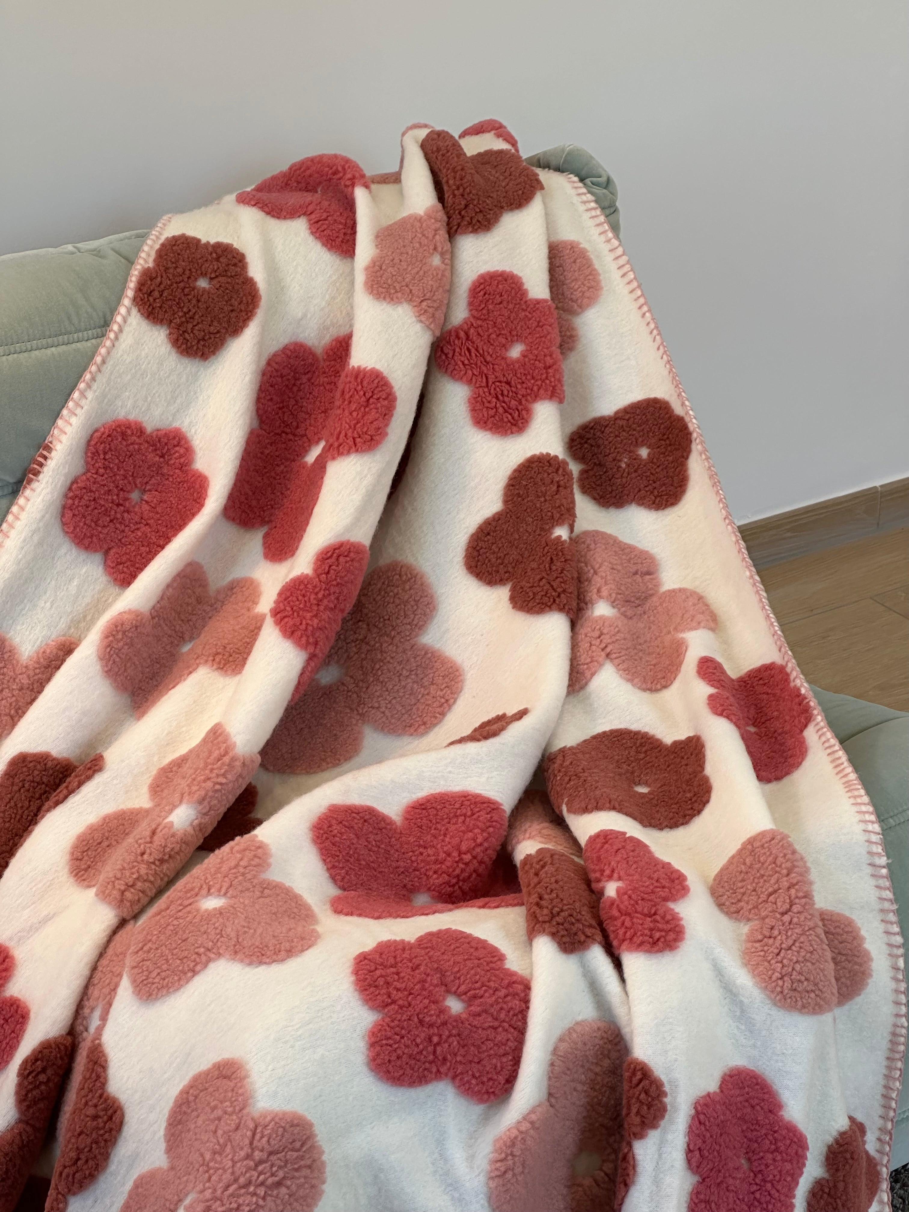 Plaid Lana Cotta Italiana POP ART FLOWERS Soggiorno Moreali Tessile Casa