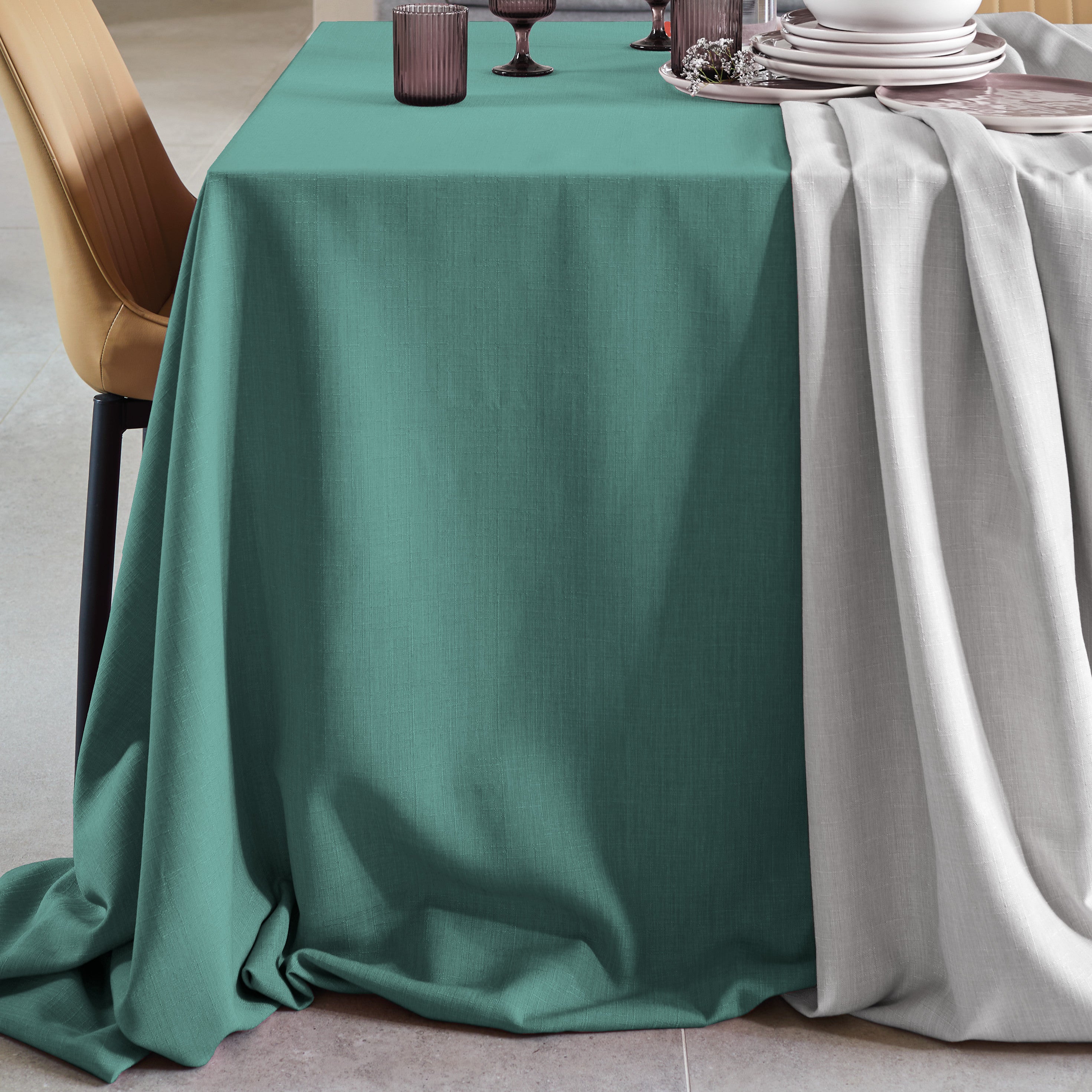 FINE SERIE Tovaglia Antimacchia Morbida NO-STRESS Cucina Moreali Tessile Casa 6 Posti 155x180 Turchese