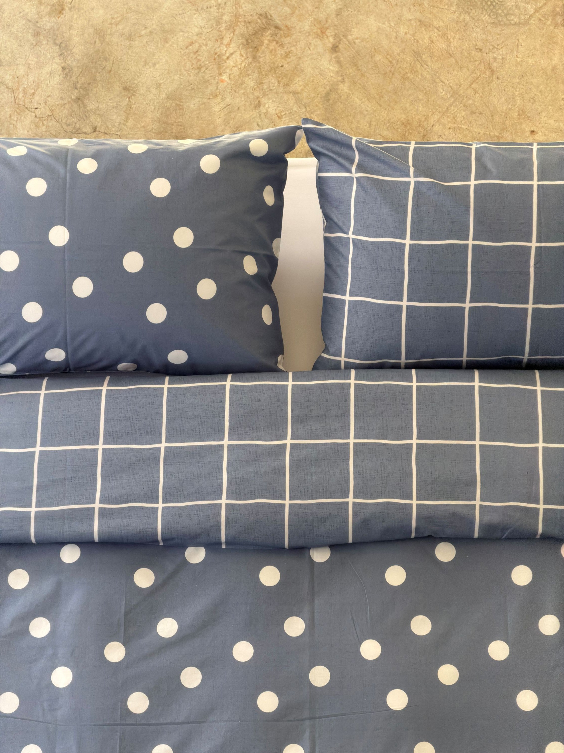 Parure Copripiumino Double Quadri-Pois EASY Letto Moreali Tessile Casa
