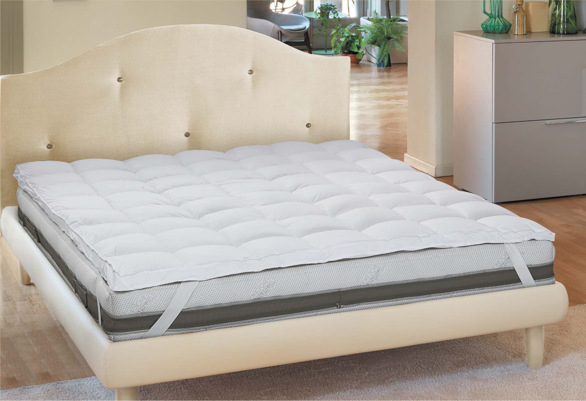 Topper in Fibra Super Soft USA Materasso Moreali Tessile Casa Matrimoniale 160-165 x 190-200 Bianco