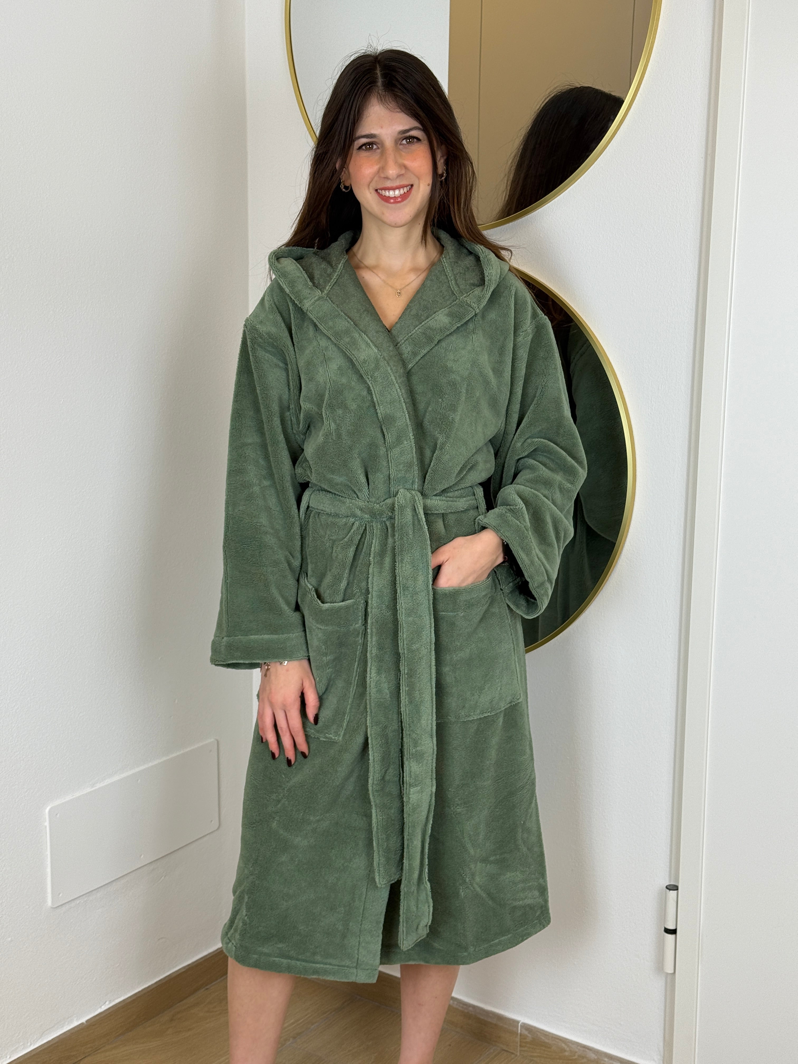 Accappatoio BAMBOO Unisex Made in Italy Bagno Moreali Tessile Casa S Verde