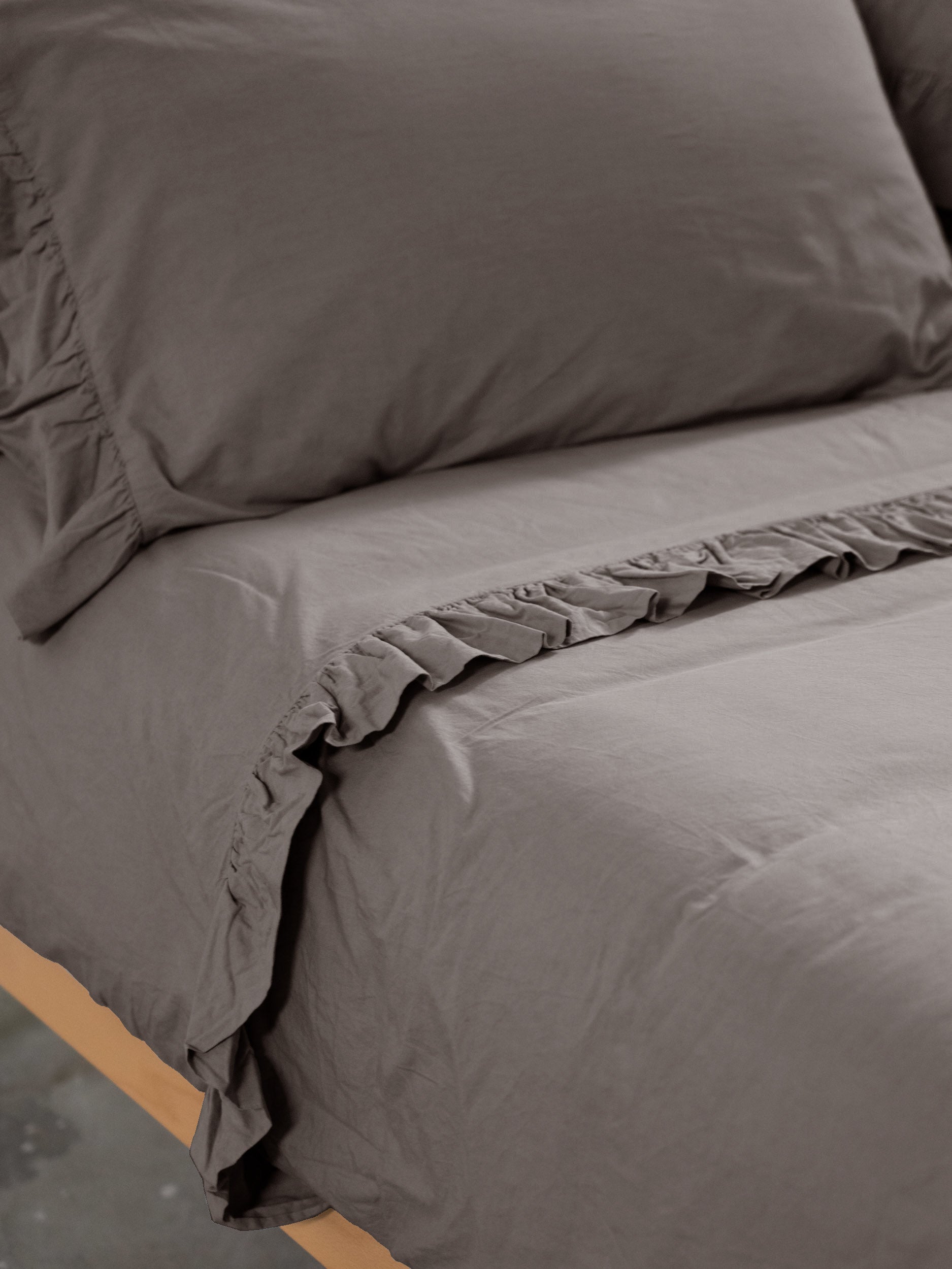 Parure Copripiumino No-Stiro FRAPPA Letto Moreali Tessile Casa Matrimoniale Tortora