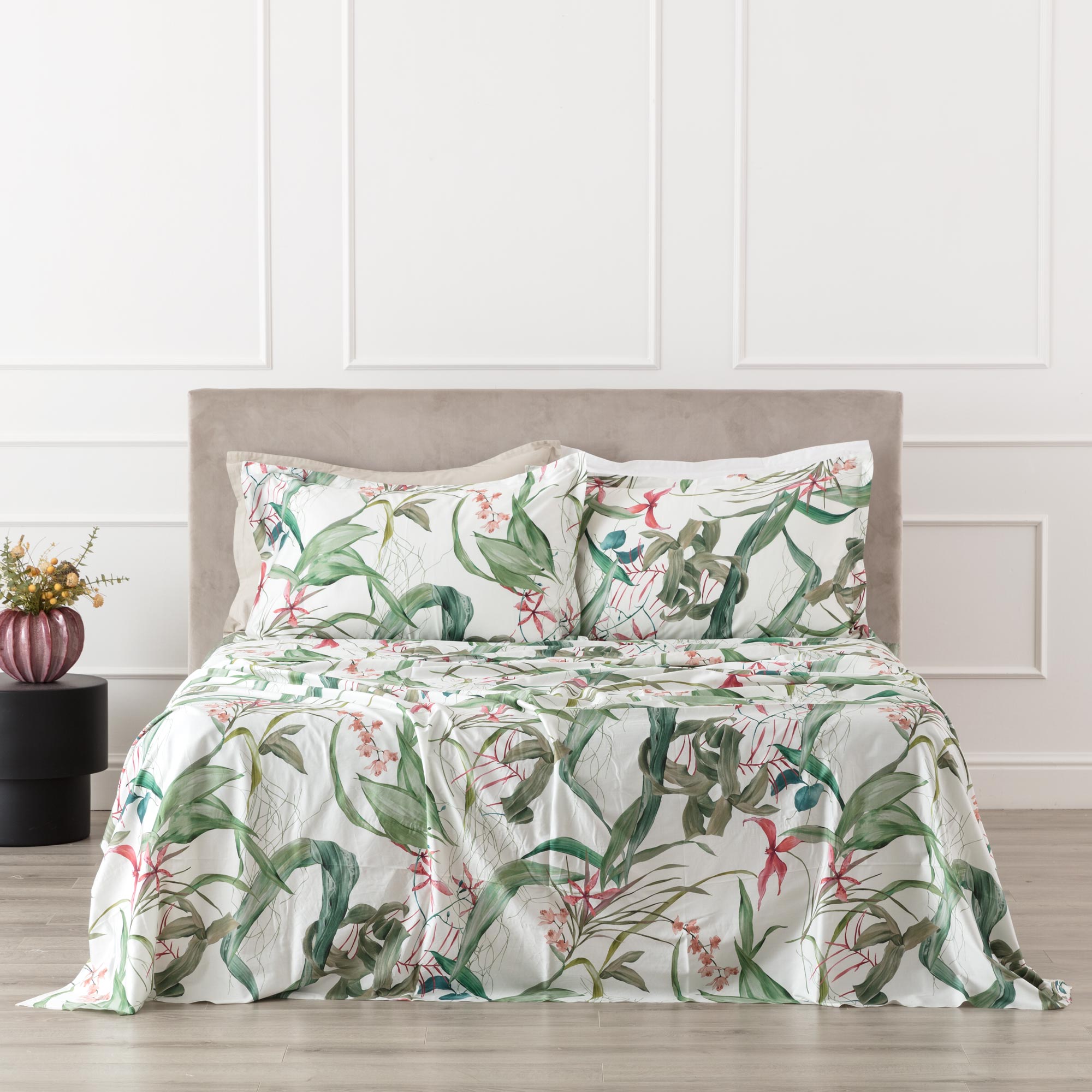 Completo Lenzuola Copriletto Raso 300TC Stampa Digitale PREZIOSA Letto Reevèr
