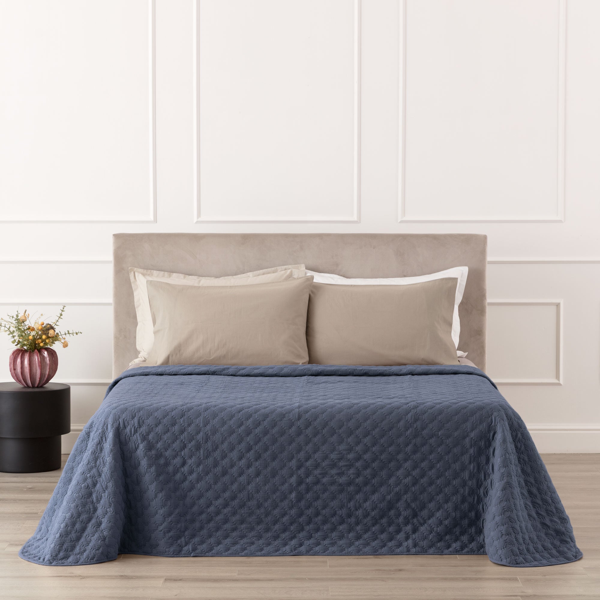 Trapuntino Mussola di Cotone ROMBUS Letto Riviera Matrimoniale 260 x 260 Denim