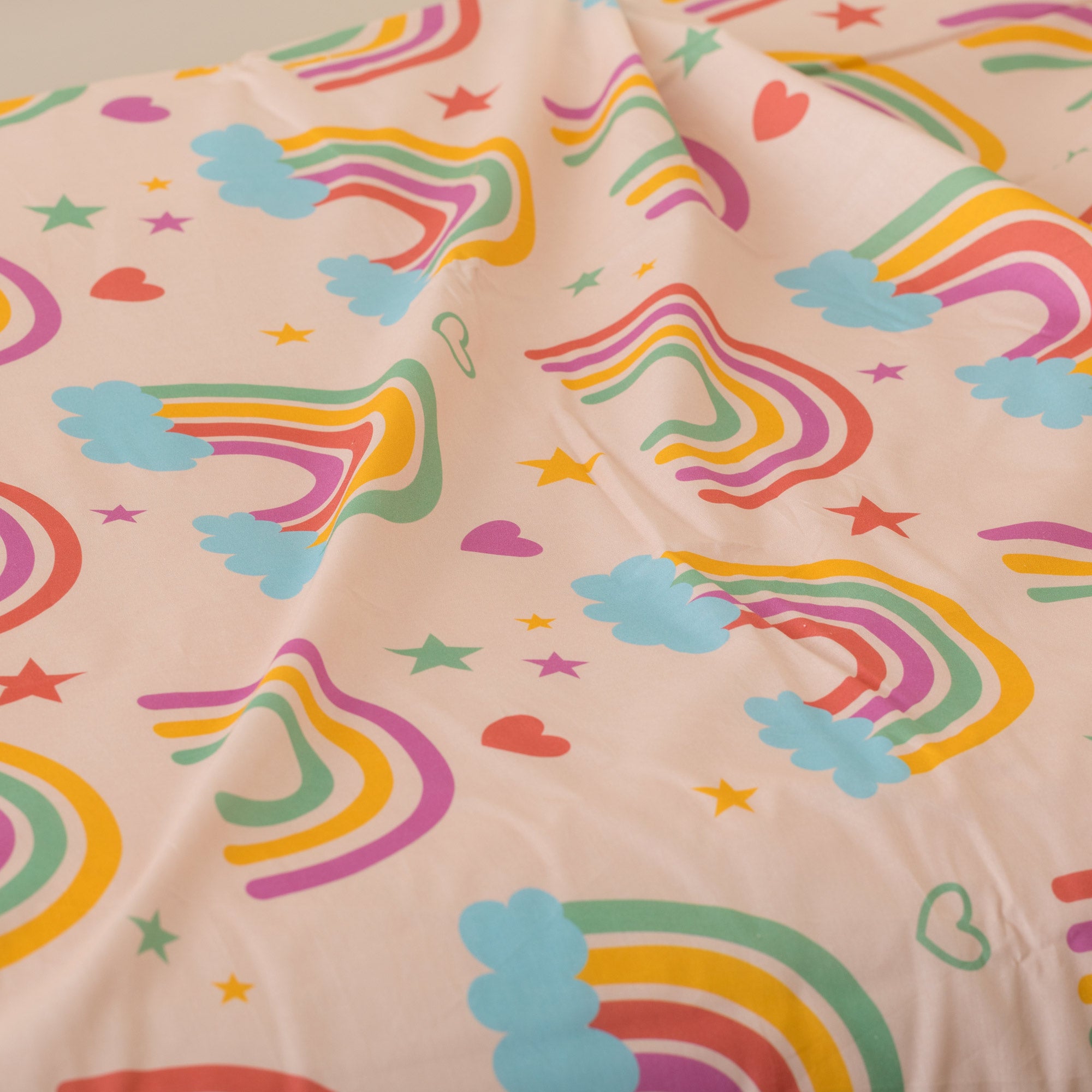 Completo Lenzuola KIDS Percalle Stampato RAINBOW Letto Riviera