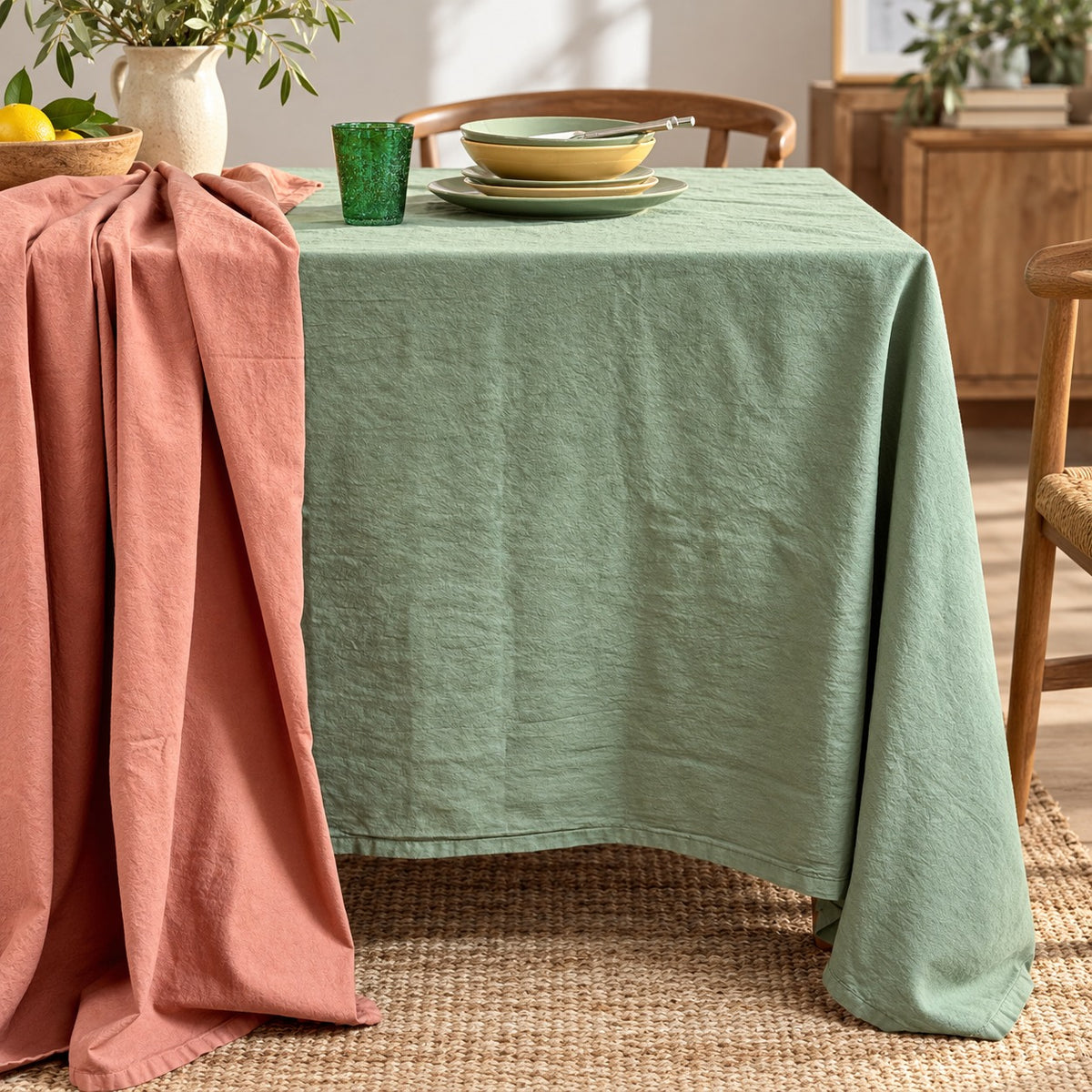 Tovaglia No-Stiro Cotone STONE Cucina Moreali Tessile Casa 150 x 180 Verde