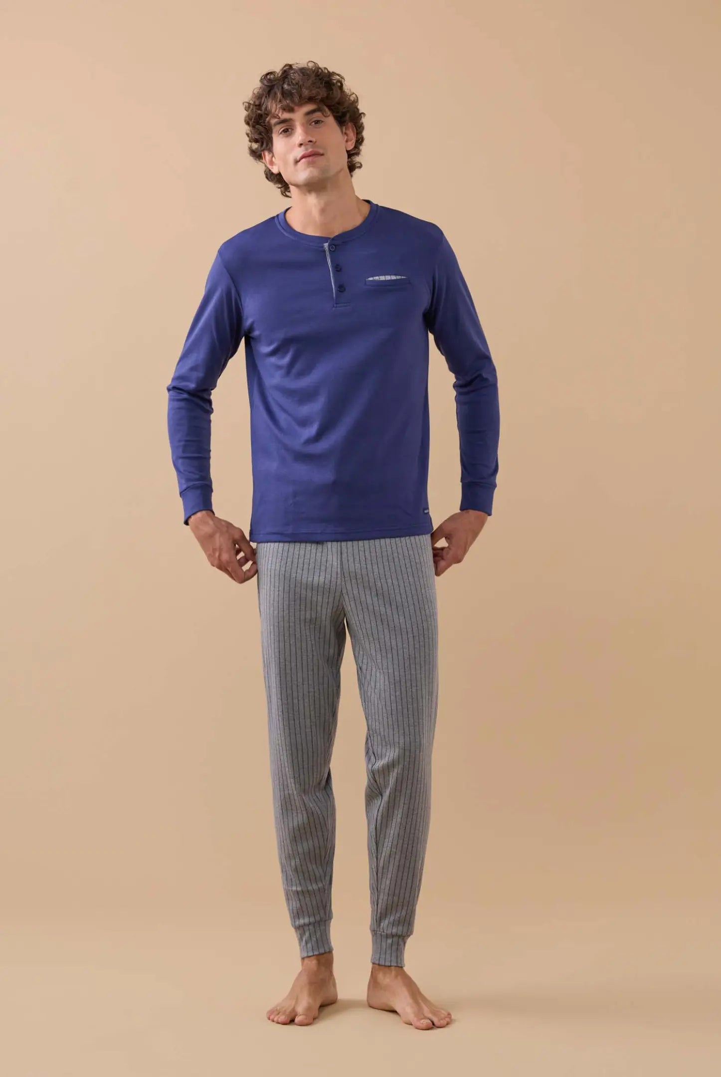 Pigiama Uomo Cotone Righe Abbigliamento noidinotte S Grigio