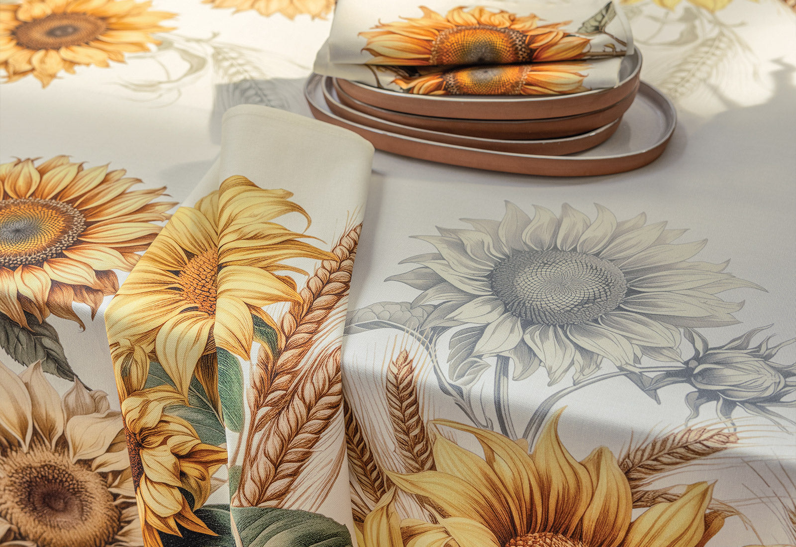 Tovaglia Panama di Cotone Stampa Piazzata GIRASOLI Cucina TagHouse