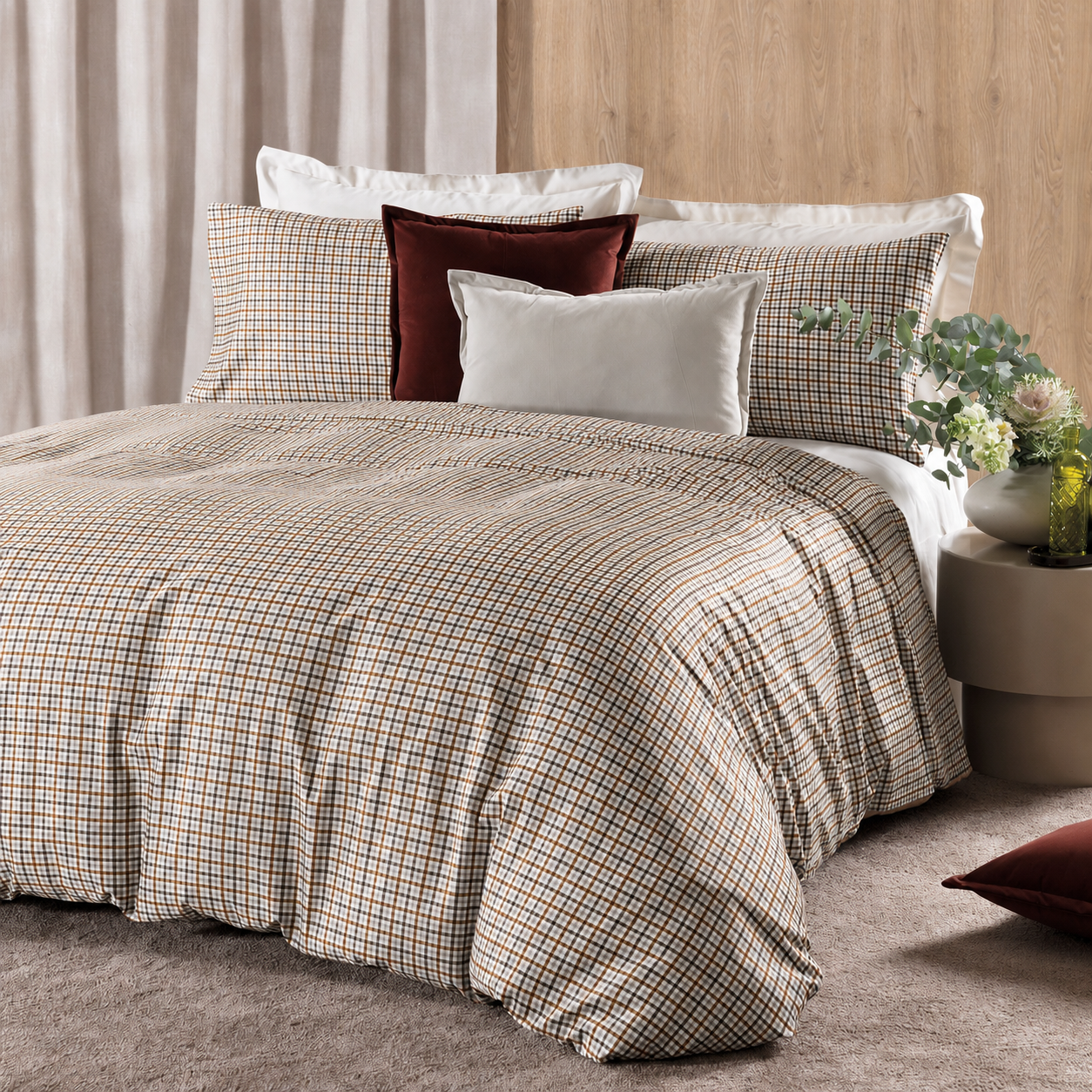 Parure Copripiumino Raso 300TC LOWELL Letto Reevèr Matrimoniale Vaniglia