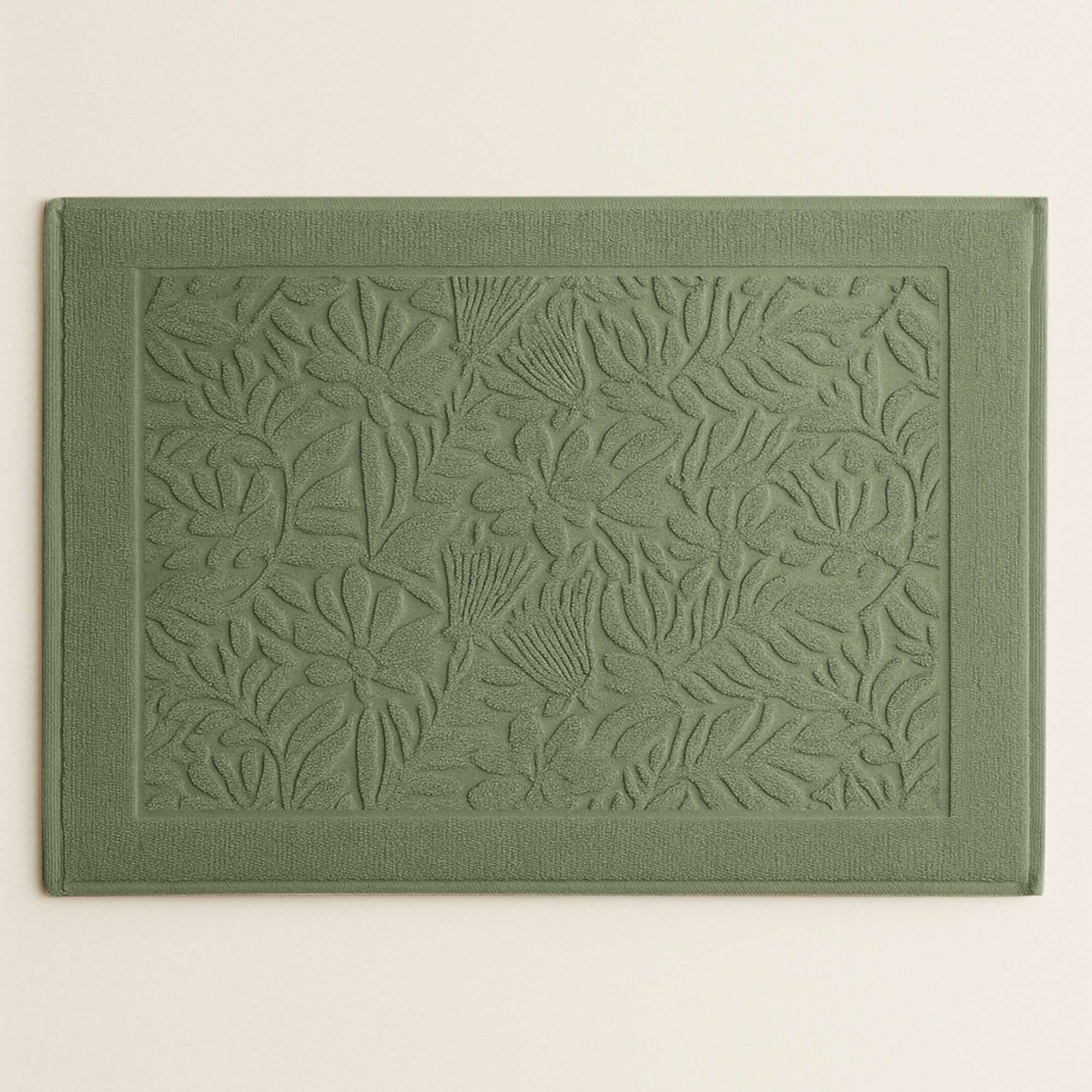 Tappeto Jacquard Tinto Capo FLOWERS Bagno Moreali Tessile Casa 60 x 90 Verde