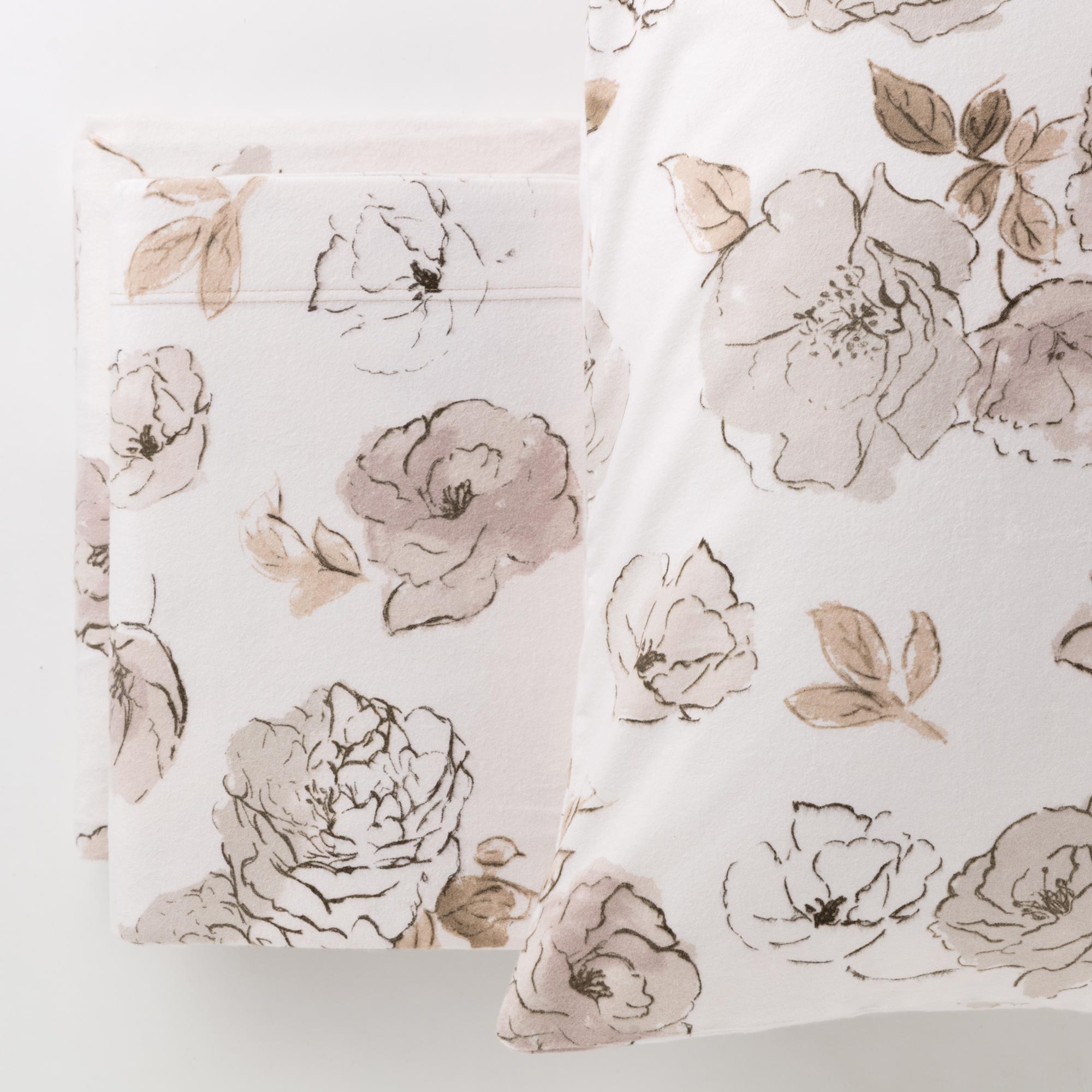 Completo Lenzuola Flanella Cotone Stampato Hermosa Letto Riviera Matrimoniale Beige