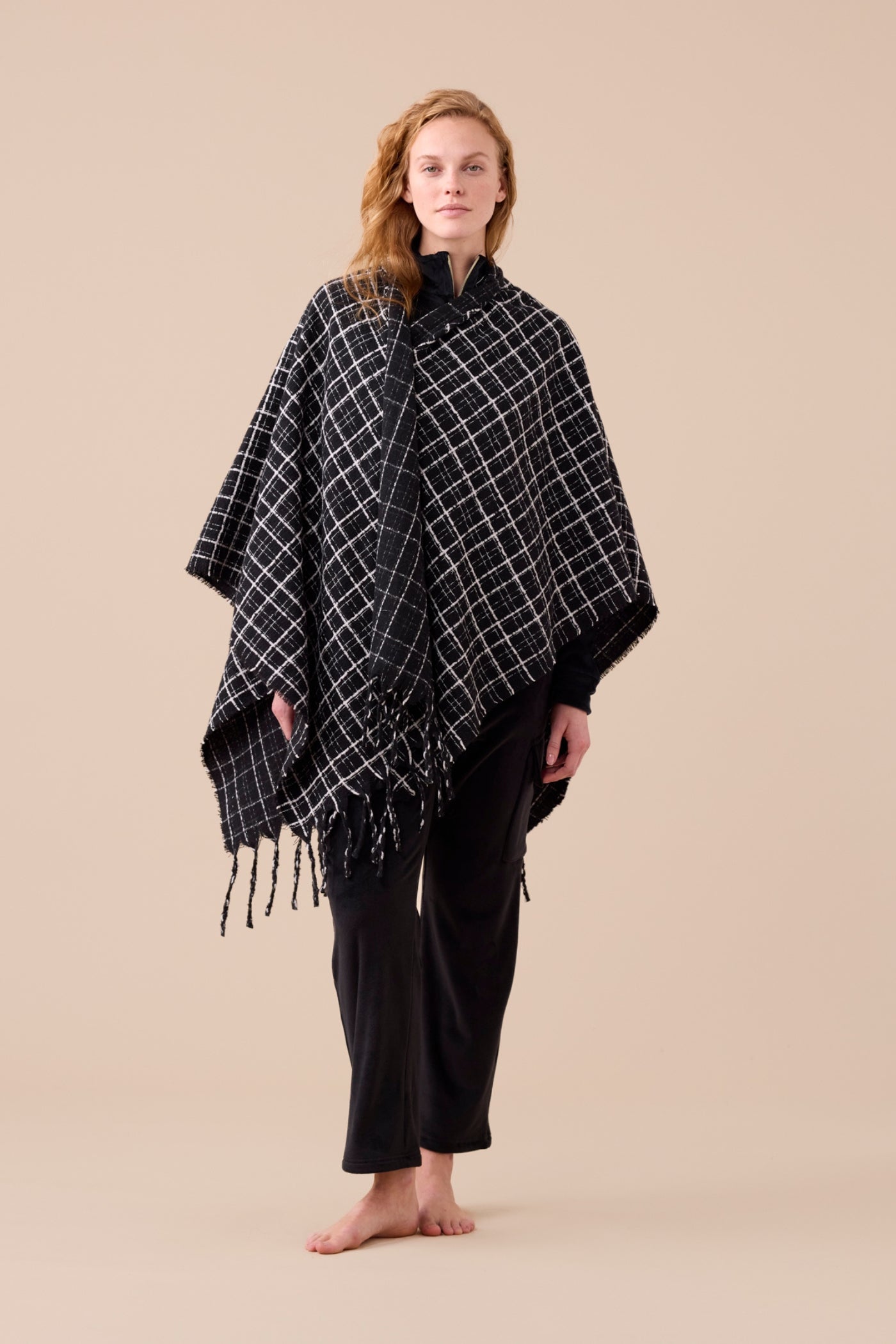 Mantella Double-Face Quadretti Accessorio noidinotte Taglia Unica Nero