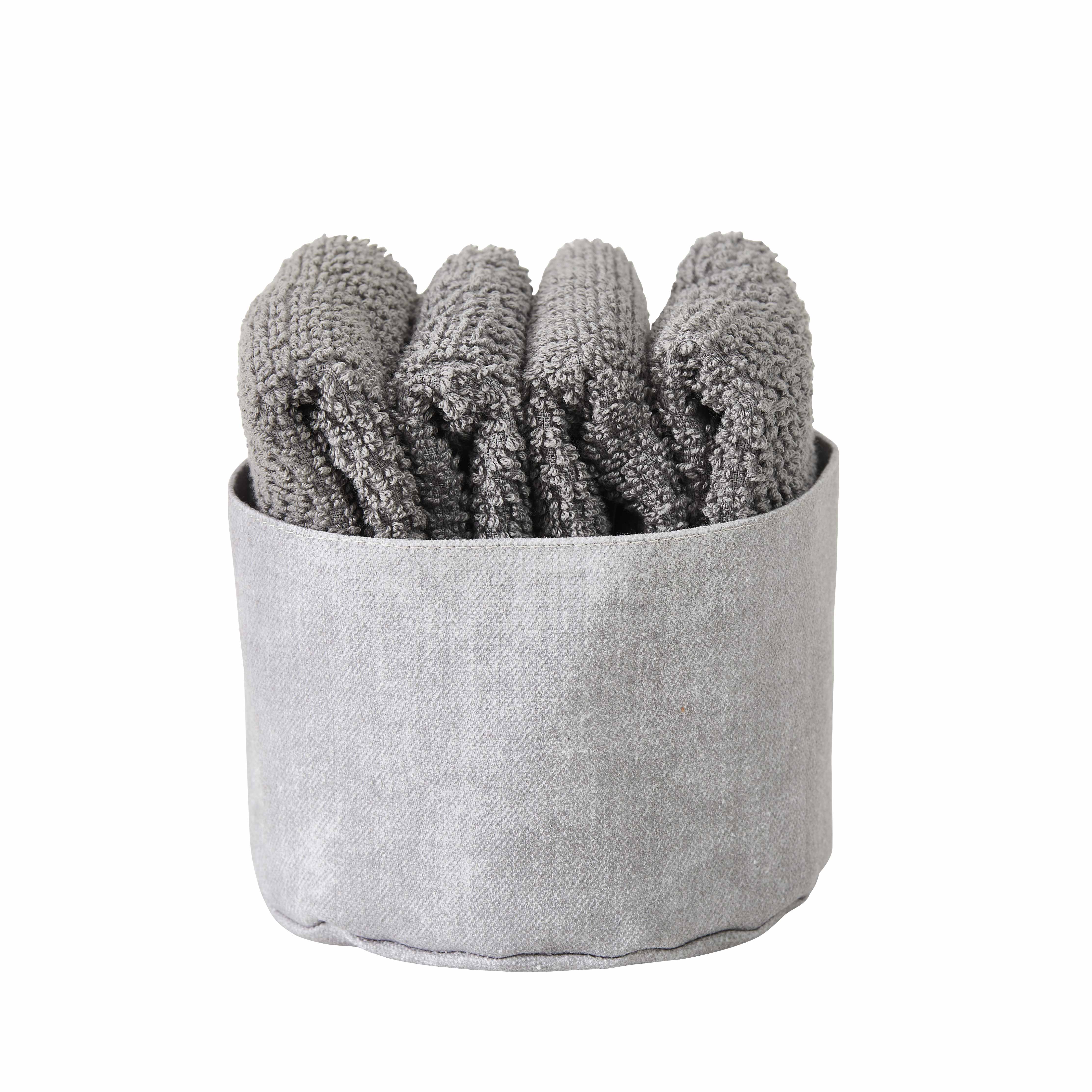 Set 4 Lavette + Cestino PEPE Bagno Maison Sucrée 30 x 30 Pietra var.25