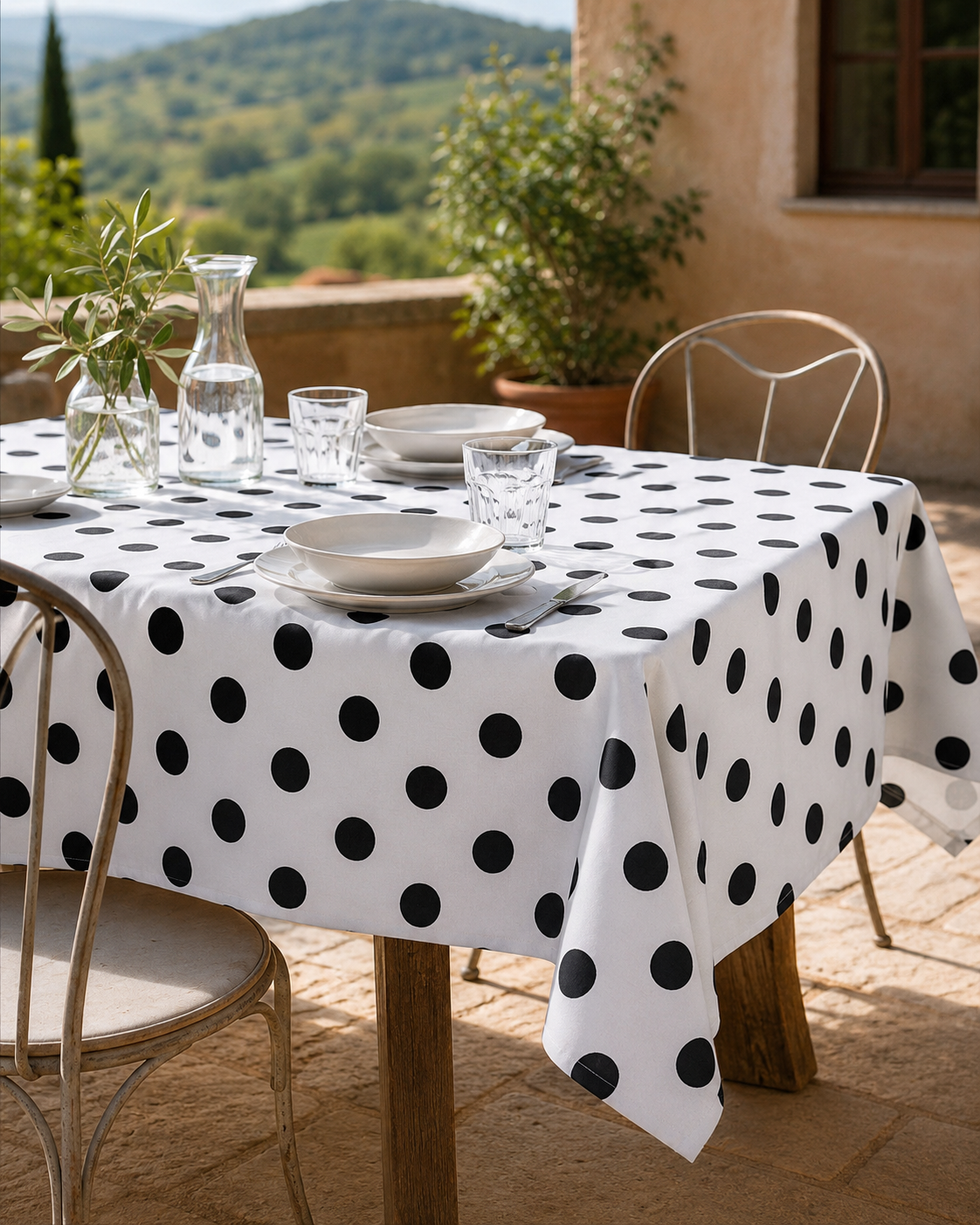 Tovaglia Panama di Cotone POIS Letto TagHouse 6 Posti 140 x 180 Bianco