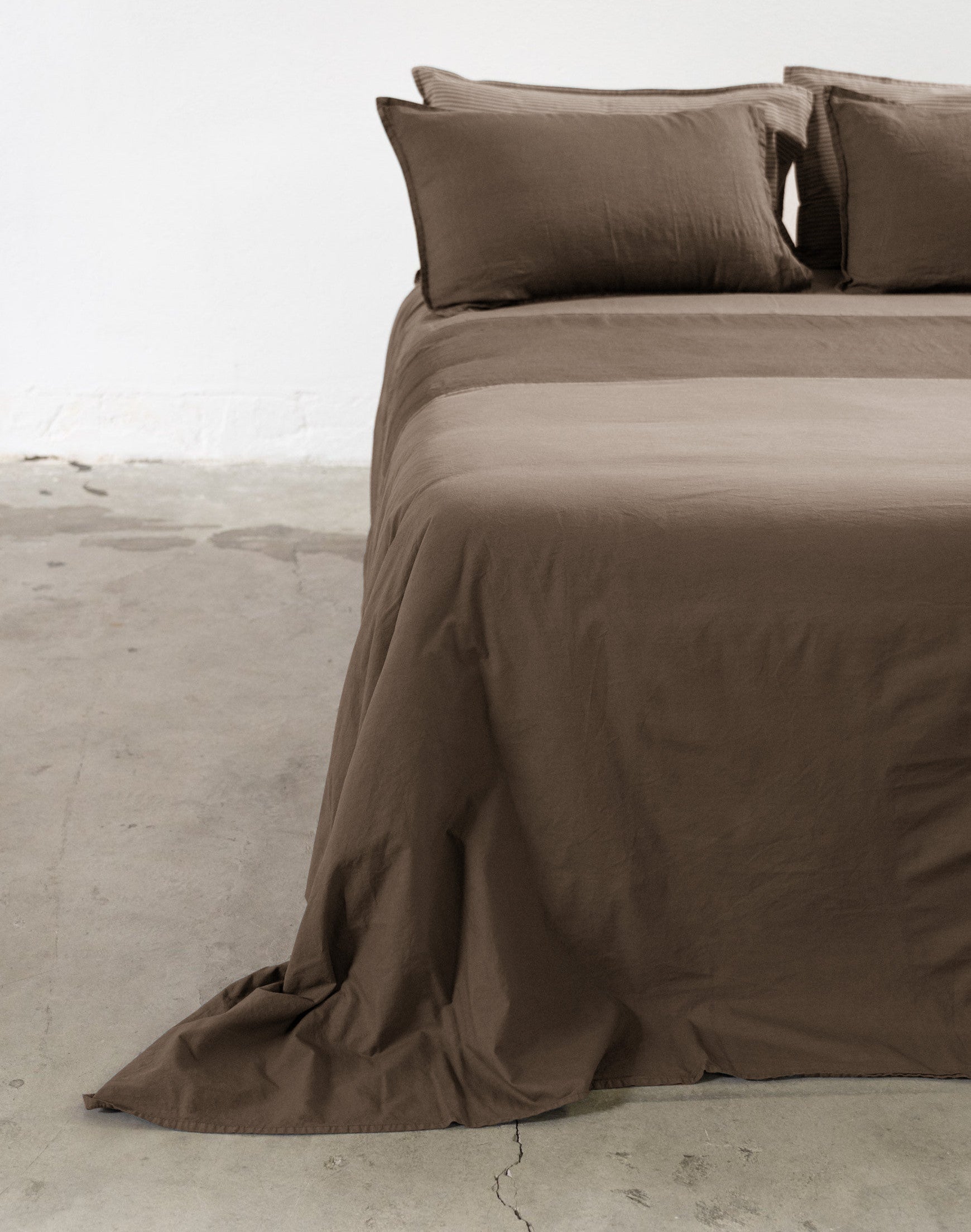 Parure Copripiumino No-Stiro Lino/Cotone NIRANO Letto Moreali Tessile Casa Matrimoniale Tortora