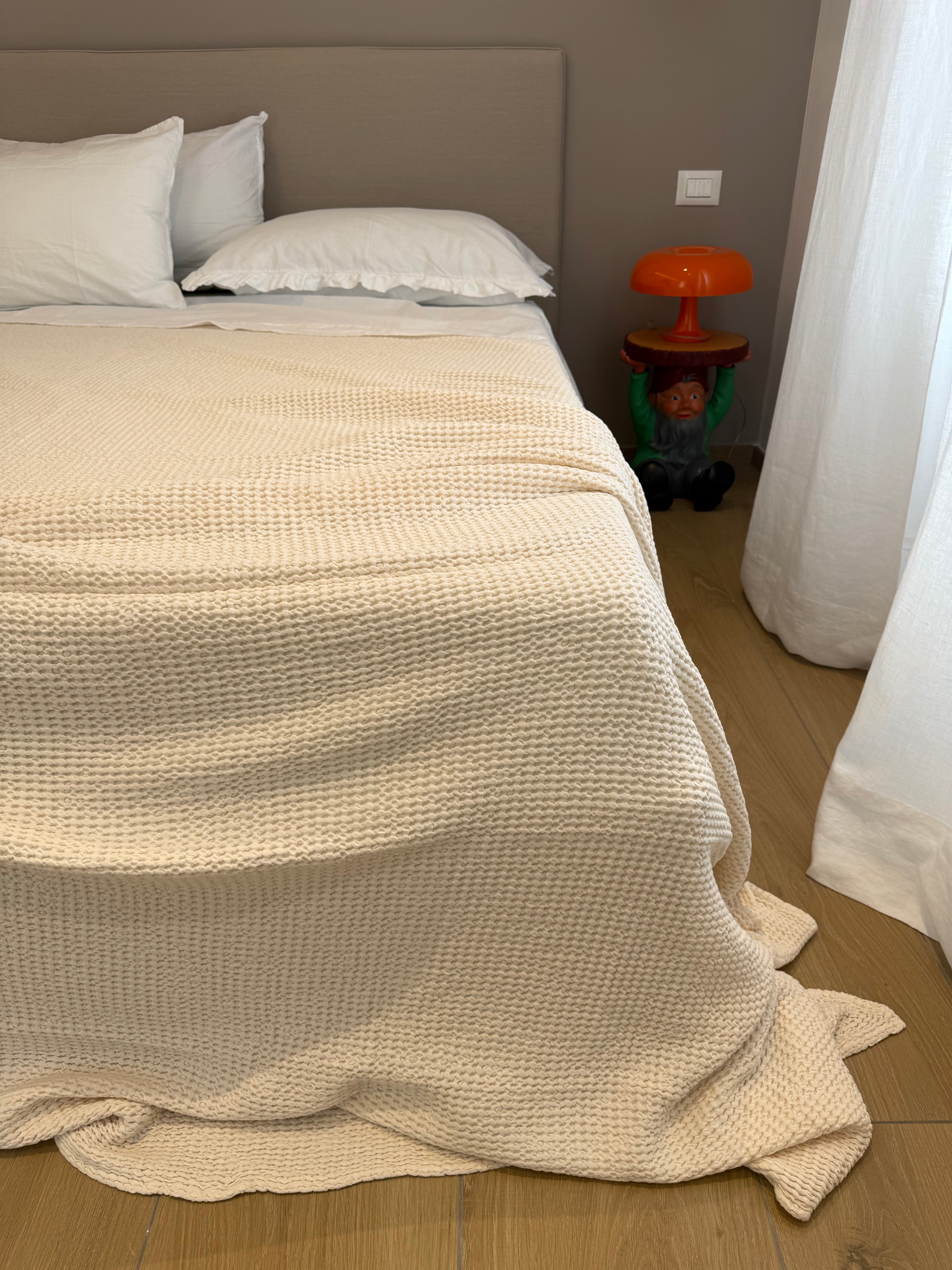 Copriletto Stone Washed Nido D'Ape Letto Moreali Tessile Casa