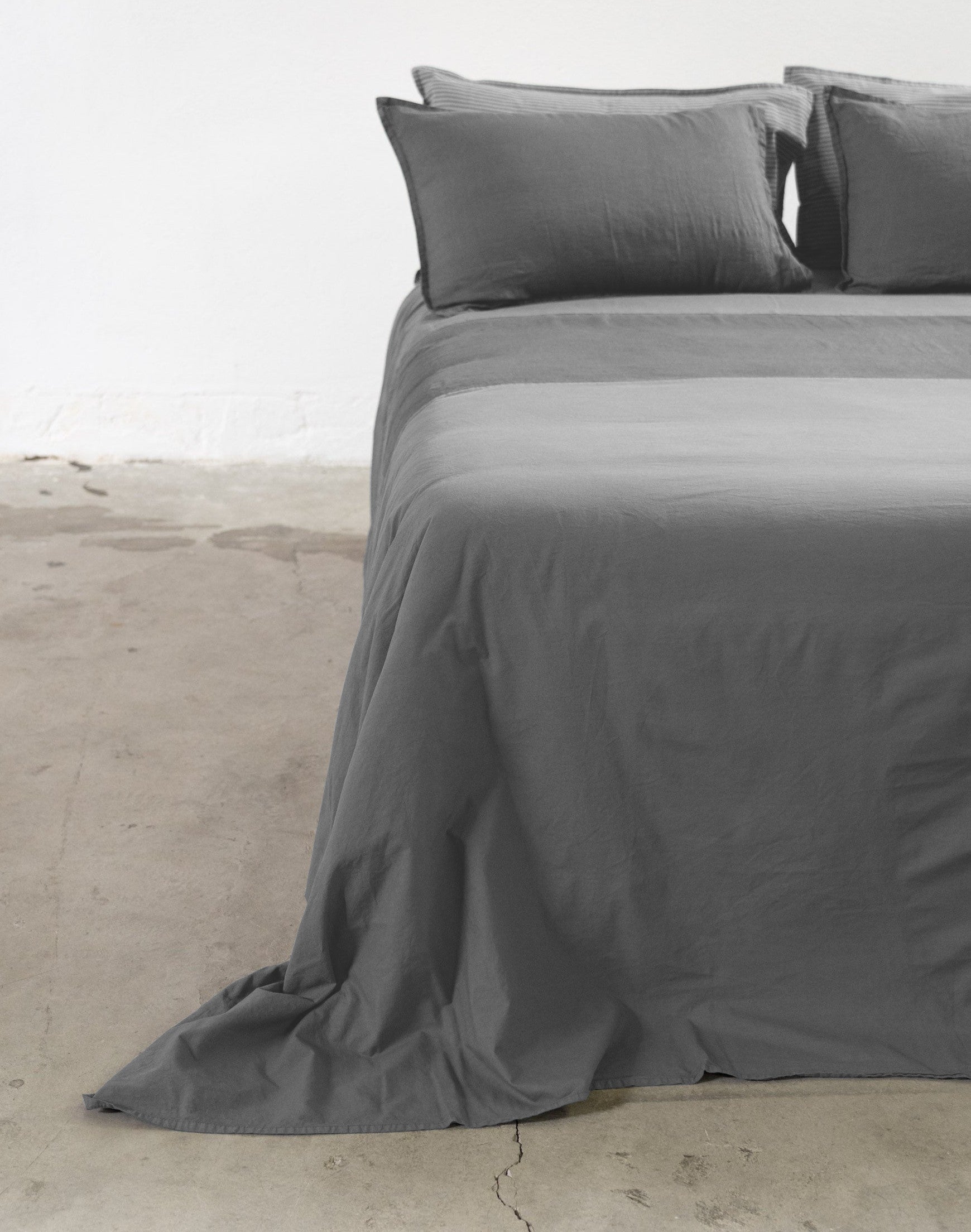 Parure Copripiumino No-Stiro Lino/Cotone NIRANO Letto Moreali Tessile Casa Matrimoniale Grigio