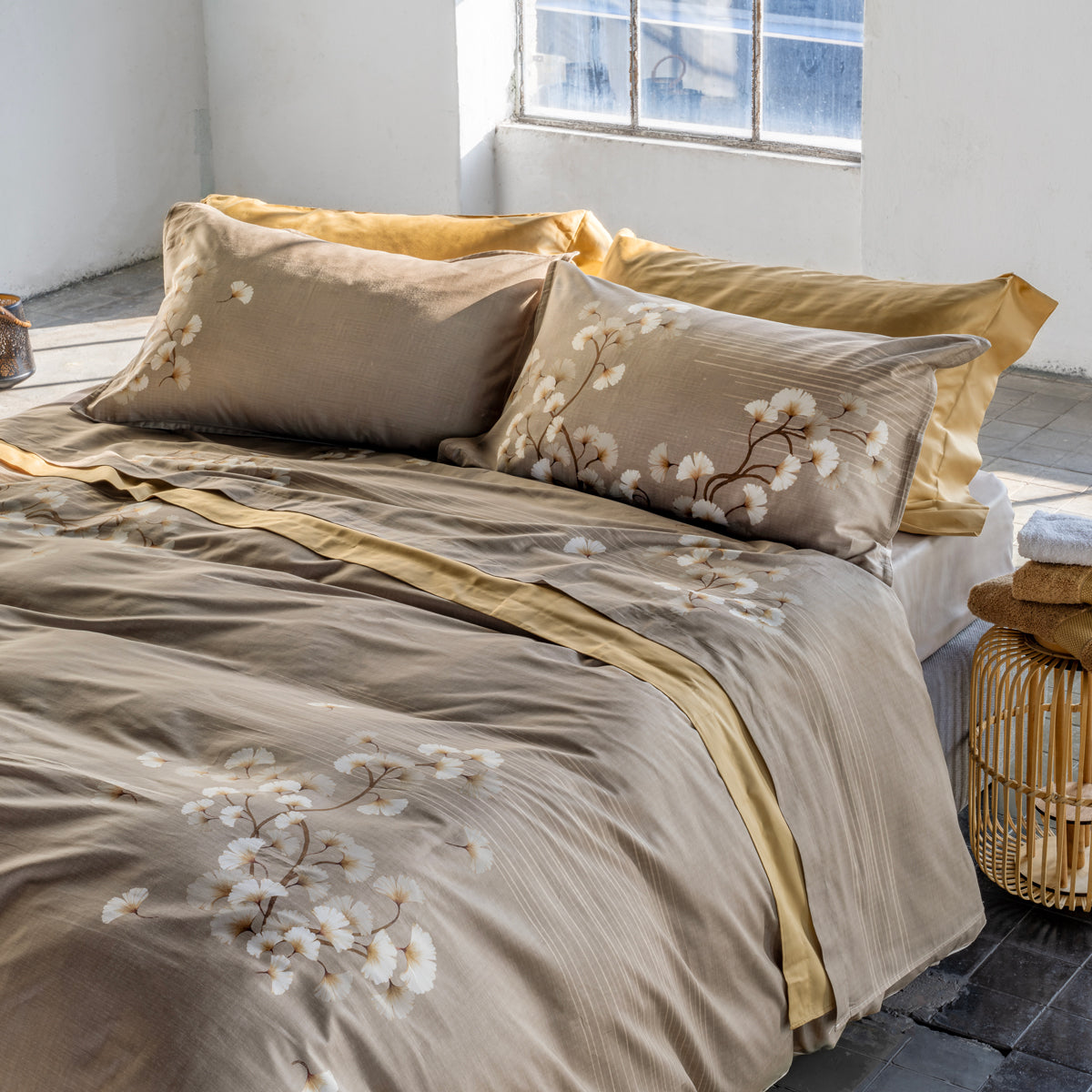 Completo Lenzuola Copriletto Raso d'Inverno ANGIE Letto Galizzi Matrimoniale Lino