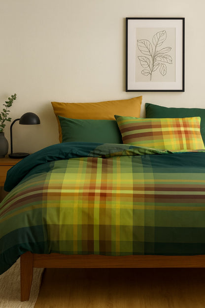 Parure Copripiumino BOSSI Green Letto Bossi Matrimoniale Tinto Filo