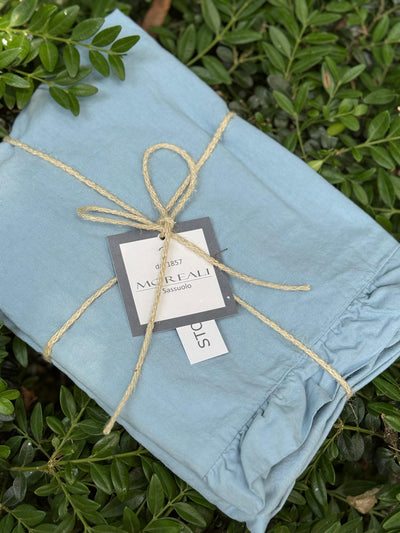 Coppia Federe Cotone No-Stiro FRAPPINA Letto Moreali Tessile Casa 50 x 80 cm Azzurro Polvere