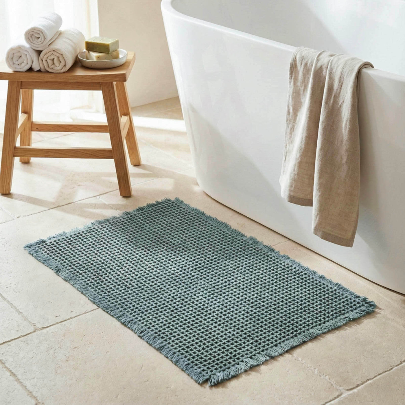 Tappeto Bagno Ape WAFFLE Bagno Moreali Tessile Casa 40 x 60 Azzurro Polvere