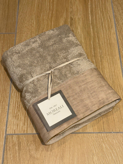 Set Asciugamani Nirano Bordo Lino Bagno Moreali Tessile Casa 60 x 100 / 40 x 60 Castagna