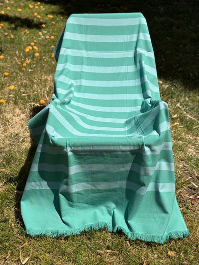 Telo Mare Spugna e Cotone Righe Color Bagno Moreali Tessile Casa 100 x 180 Smeraldo