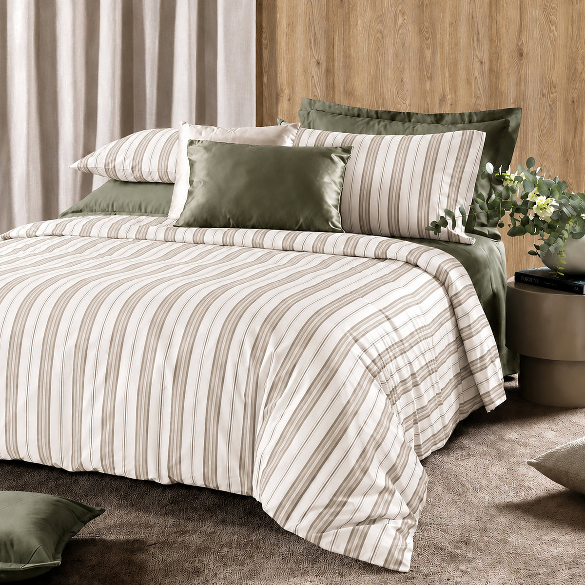 Parure Copripiumino Raso 300TC KELBURN Letto Reevèr Matrimoniale Duna