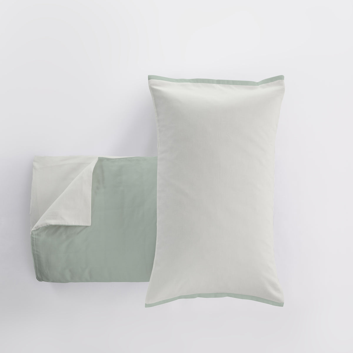 Completo Lenzuola Caldo Cotone BICOLOR Letto Cogal Matrimoniale Verde Cedro