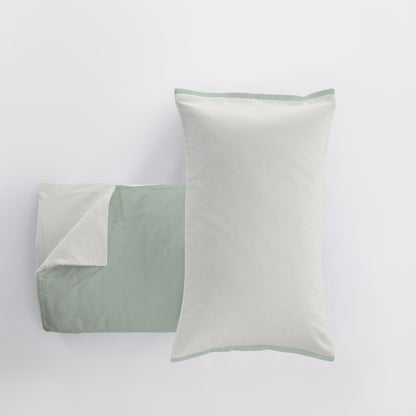 Completo Lenzuola Caldo Cotone BICOLOR Letto Cogal Matrimoniale Verde Cedro