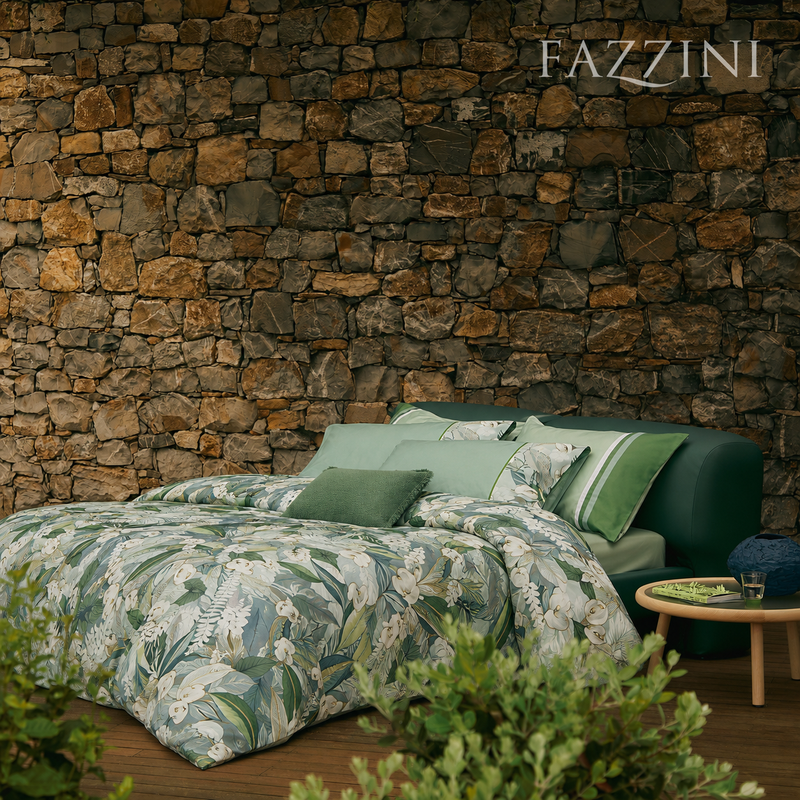 Parure Copripiumino Percalle CALLE Letto Fazzini Matrimoniale Surf - Medium Green