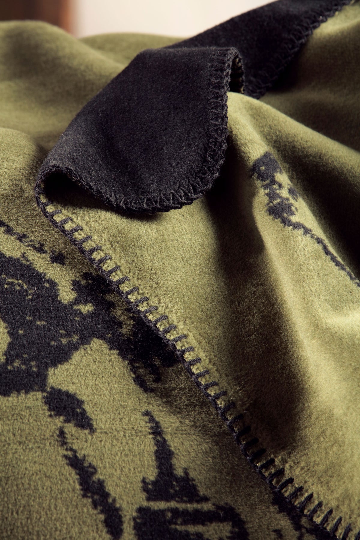 Plaid Reversibile in Caldo Cotone DEER GREEN Soggiorno Borbo