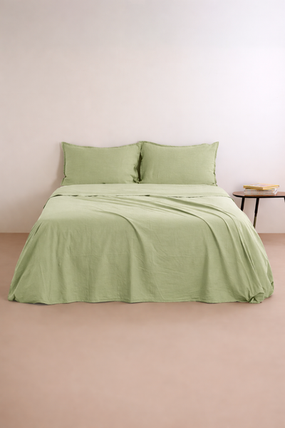 Parure Lenzuola No-Stiro NIRANO Letto Moreali Tessile Casa Matrimoniale Verde Mela