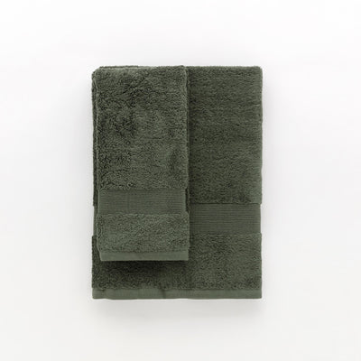 Set Asciugamani BORDURA Bagno Moreali Tessile Casa 60 x 110 / 40 x 60 Verde Militare