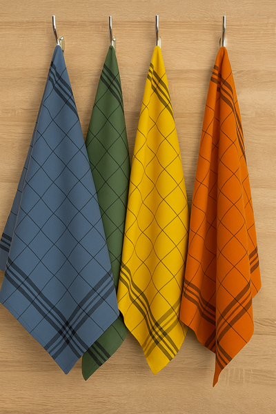 Set Canovacci Tela+Spugna QUADRI Cucina Moreali Tessile Casa