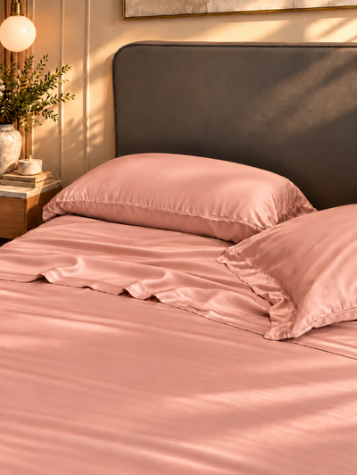 Completo Lenzuola SETA DI BAMBOO Letto Moreali Tessile Casa Matrimoniale Rosa