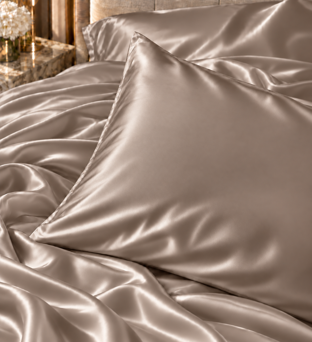 Federa in Seta Pura SUA MAESTÀ Letto Moreali Tessile Casa 50 x 80 cm Tortora