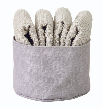 Set 4 Lavette + Cestino PEPE Bagno Maison Sucrée 30 x 30 Perla var.06