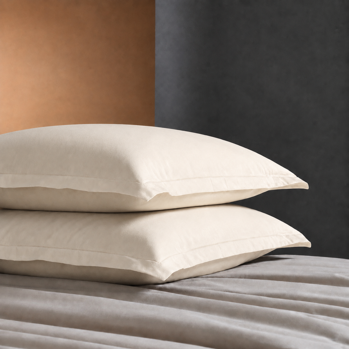 Coppia Federe Cotone Madapolam PAINT Letto Riviera 50 x 80 Avorio