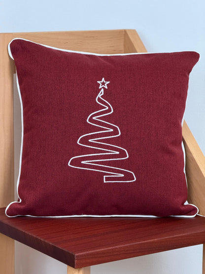 Cuscino Arredo Piping Christmas Tree Soggiorno Moreali Tessile Casa 45 x 45 Rosso