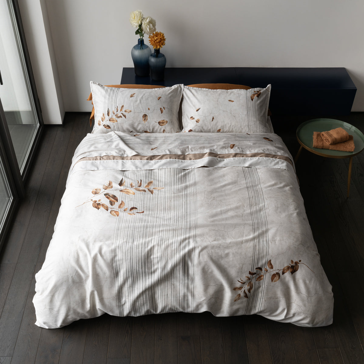 Parure Copripiumino Raso 300TC Alfie Letto Galizzi Matrimoniale Greige