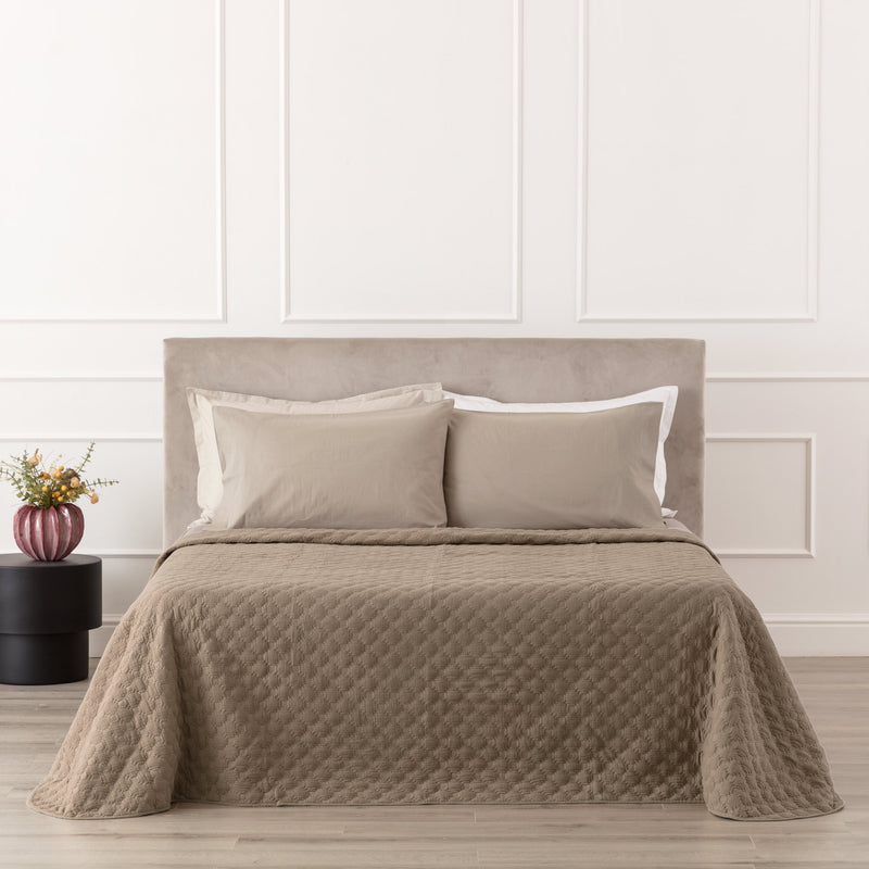 Trapuntino Mussola di Cotone ROMBUS Letto Riviera Matrimoniale 260 x 260 Tortora