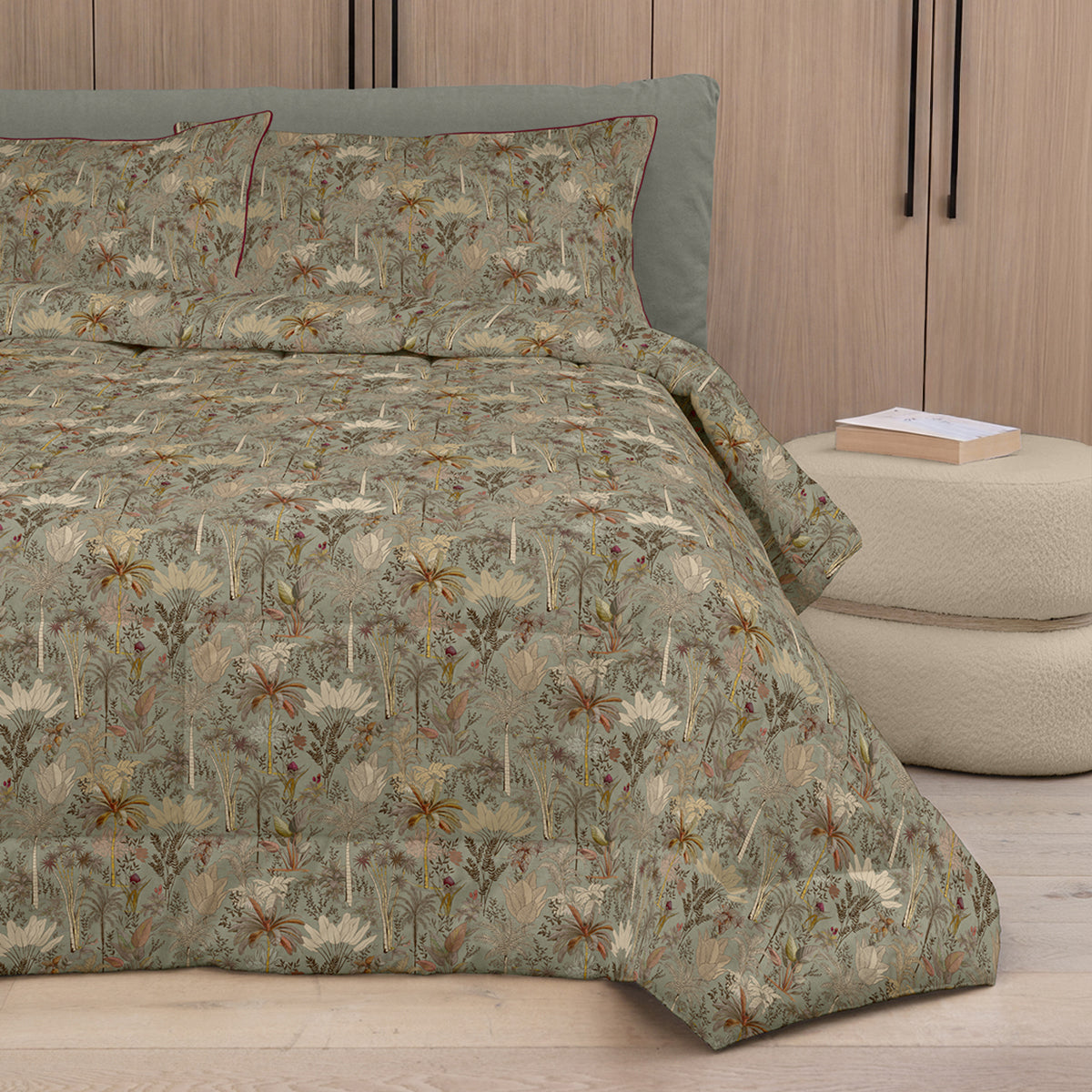 Trapunta Raso 300 Fili DRAA Letto Fazzini 270 x 270 Verde