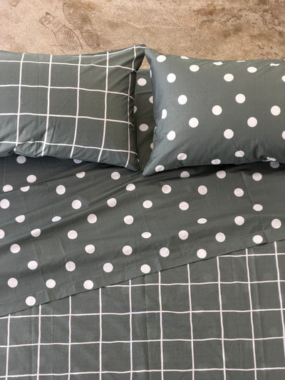 Completo Lenzuola Copriletto Quadri-Pois EASY Letto Moreali Tessile Casa