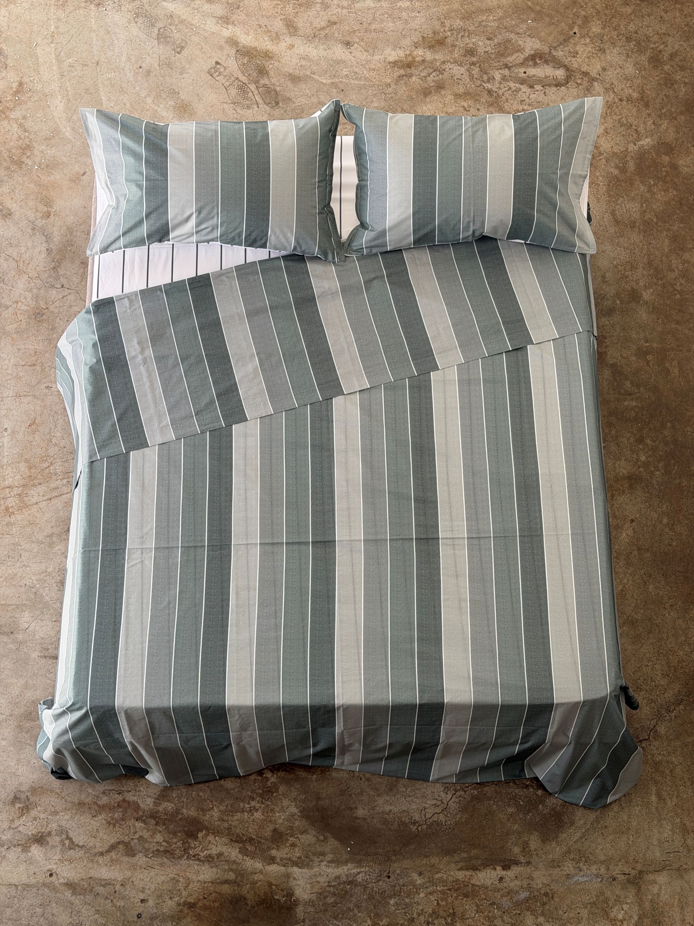 Completo Lenzuola Copriletto Rigone-Righe EASY Letto Moreali Tessile Casa