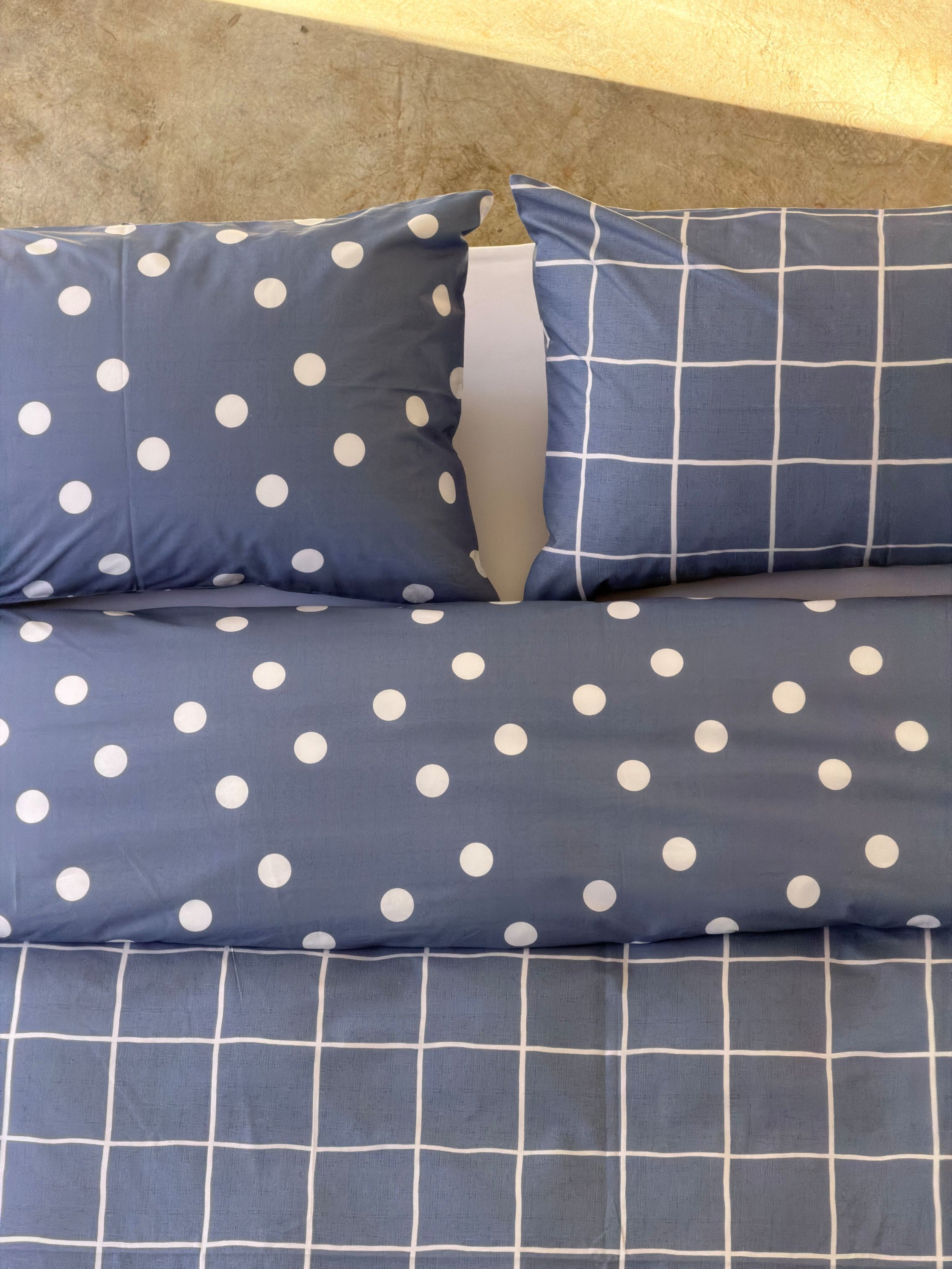 Parure Copripiumino Double Quadri-Pois EASY Letto Moreali Tessile Casa