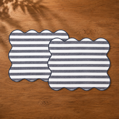 Set 2 Tovagliette EASY STRIPES Cucina Fazzini 35 x 45 Blu